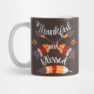 Thankful Grateful Blessed Arrows Feather Thanksgiving Mug